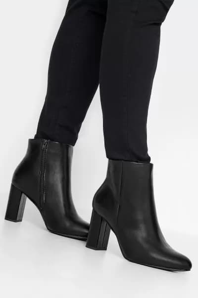 Black Heeled Ankle Boots In Extra Wide EEE Fit