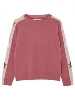 Mintie by Mint Velvet Girls Star Sleeve Jumper - Pink, Size Age: 5-6 Years, Women