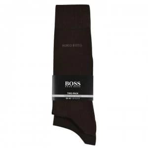 Hugo Boss 2 Pack Soft Cotton Socks Dark Brown