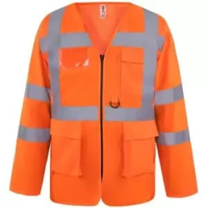 Yoko Mens Executive Hi-Vis Long Sleeve Safety Waistcoat (Pack of 2) (S) (Hi Vis Orange) - Hi Vis Orange