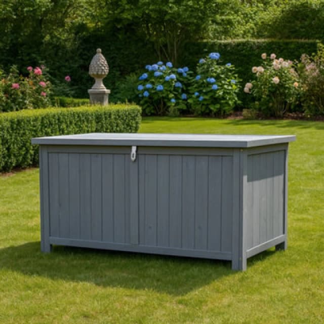 Jack Stonehouse Wooden Garden Storage Deck Box With Lockable Lid - Outdoor Chest Container For Patio Cushions Outdoor Toys & Tools - 468L