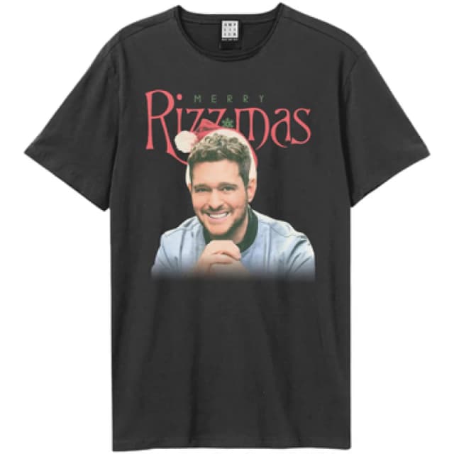 Amplified Amplified Men Merry Rizzmas Michael Buble T-Shirt in Charcoal Size: X-Small Charcoal XS Male 5063652157022