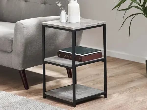 Julian Bowen Staten Concrete Effect Tall Narrow Lamp Table