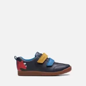 Clarks Kids Den Play Leather Shoes - Navy - UK 10 Kids