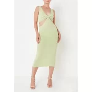 Missguided Glitter Knit Cut Out Midaxi Dress - Green