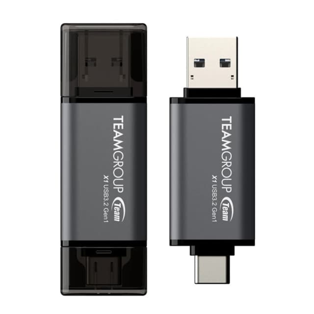 Team Group Team Group X1 USB 3.2 Gen1 USB flash drive 64GB USB Type-A / USB Type-C 3.2 Gen 1 (3.1 Gen 1) Black, Grey TX1364GC01
