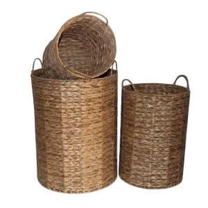Charles Bentley Hyacinth Wicker Round Storage Basket - Brown