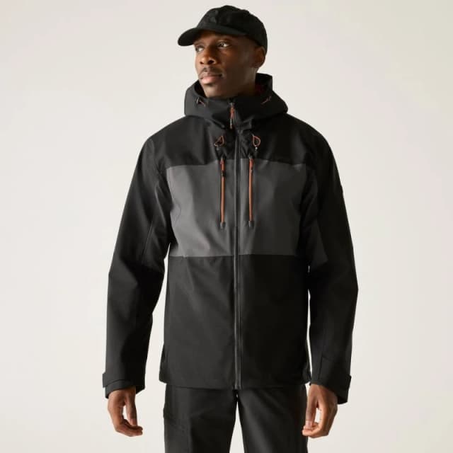 Regatta Mens Maland II Panelled Hooded Waterproof Jacket in Charcoal Size: Medium Charcoal Male M