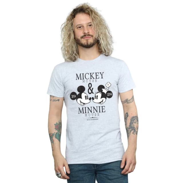 Disney Men Mickey And Minnie Mouse Mousecrush Mondays T-Shirt in Grey Size: Small Grey S Male 5057864537000