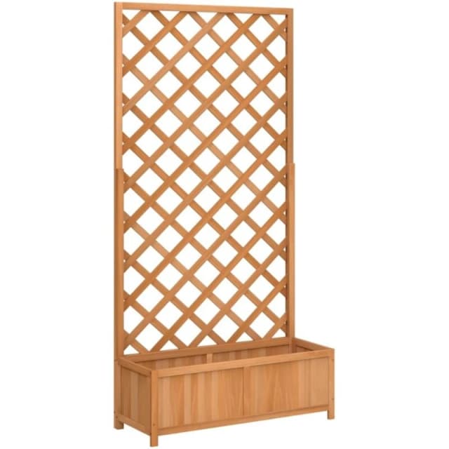 vidaXL Planter w/ Trellis Brown Solid Wood, Brown 365479