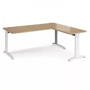 TR10 desk 1800mm x 800mm with 800mm return desk - white frame and oak