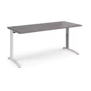TR10 height settable straight desk 1800mm x 800mm - white frame and grey oak top