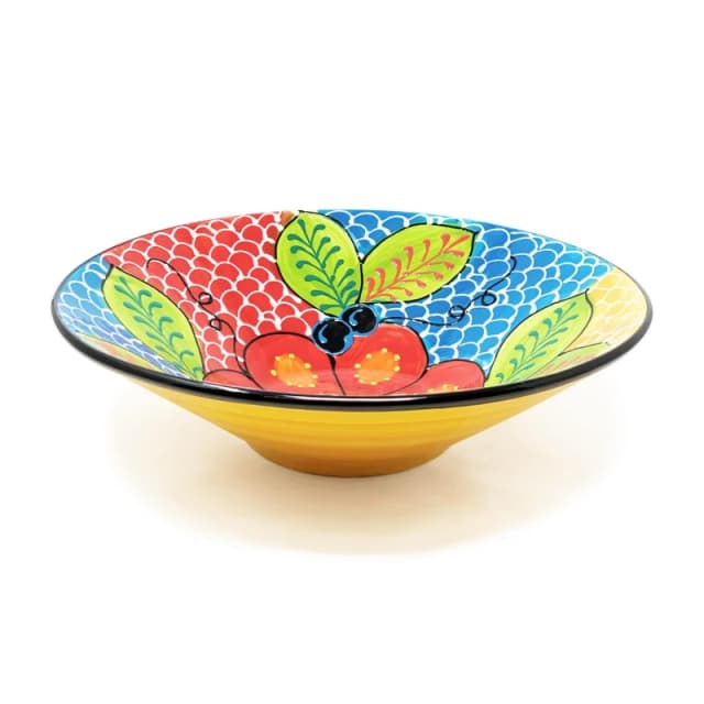 Verano Spanish Ceramics Classic Spanish Hand Painted Kitchen Dining Extra Large Conical Bowl 38cm Fish Scales Multicolor Unisex