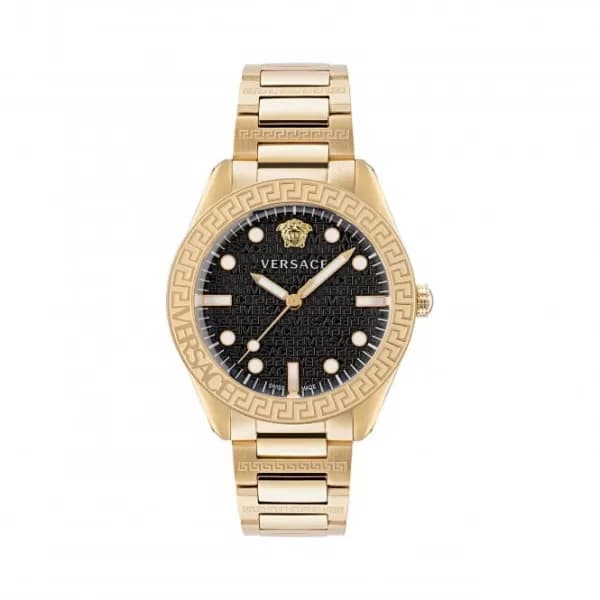 Gents Greca Dome Gold-Tone Black Watch VE2T00522