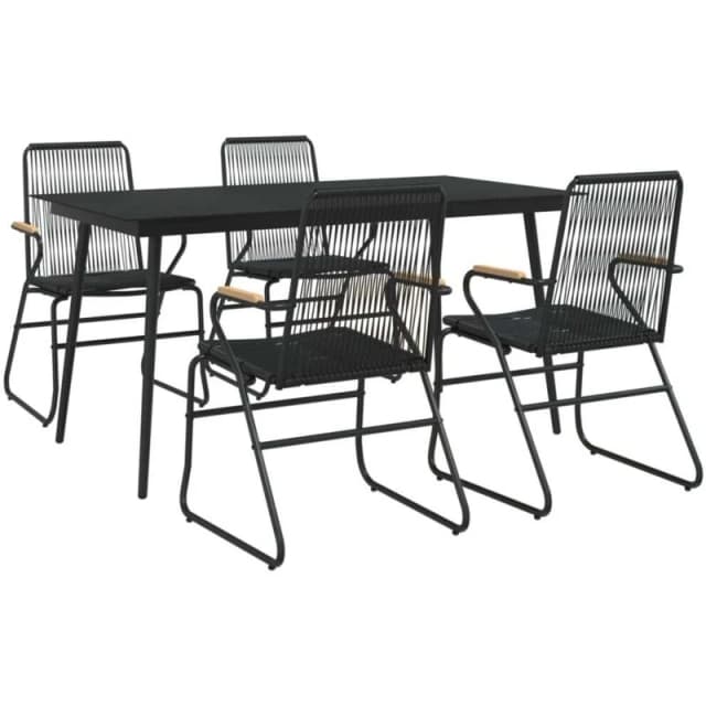VIDAXL 5 Piece Garden Dining Set Black pvc Rattan Vidaxl 8720286241912