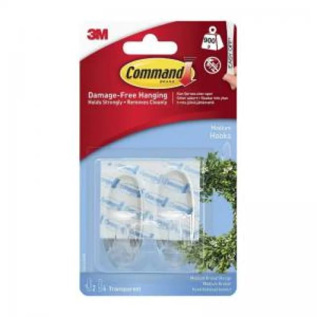 3M Command Medium Oval Hooks With Command Adhesive Strips Transparent EXR57119MM