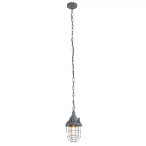 Ebbe Wire Frame Pendant Ceiling Light Grey Concrete, Chrome, Glass Transparent