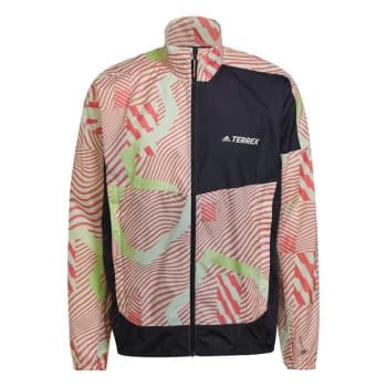 adidas Terrex Trail Running Printed Wind Jacket Mens - Almost Lime / Black