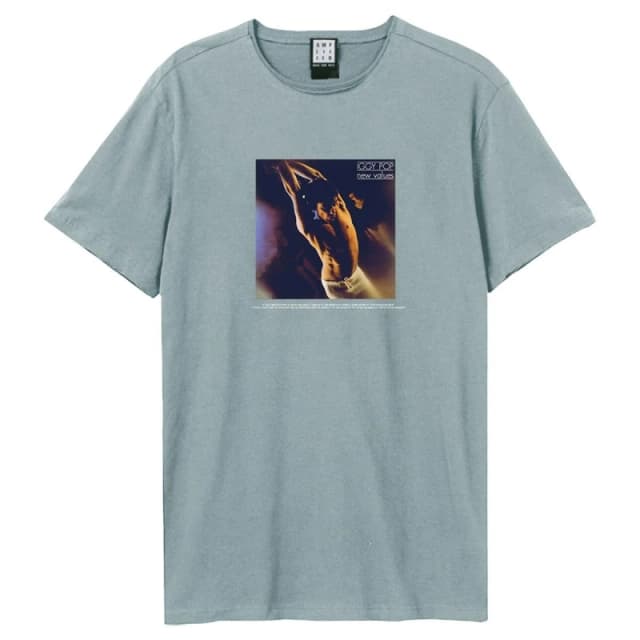Amplified Amplified Men New Values Iggy Pop Back Print T-Shirt in Pale Blue Size: X-Small Pale Blue XS Male 5063574714914