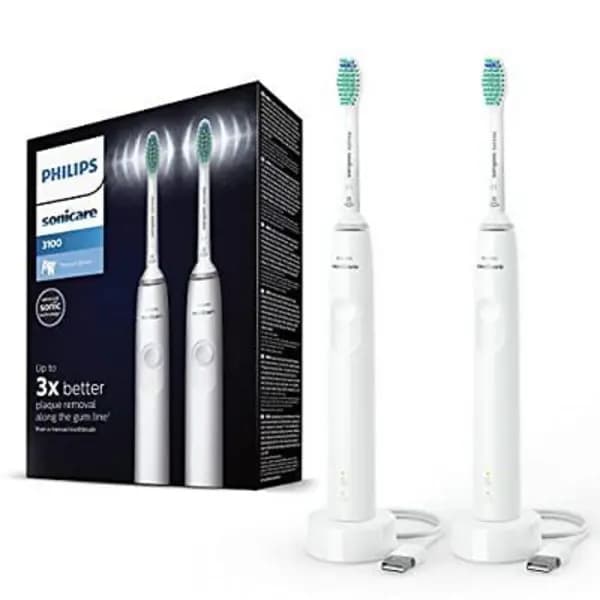 Philips Sonicare Series 3100 HX3675/13 Dual Pack White Electric Toothbrush 2Pcs
