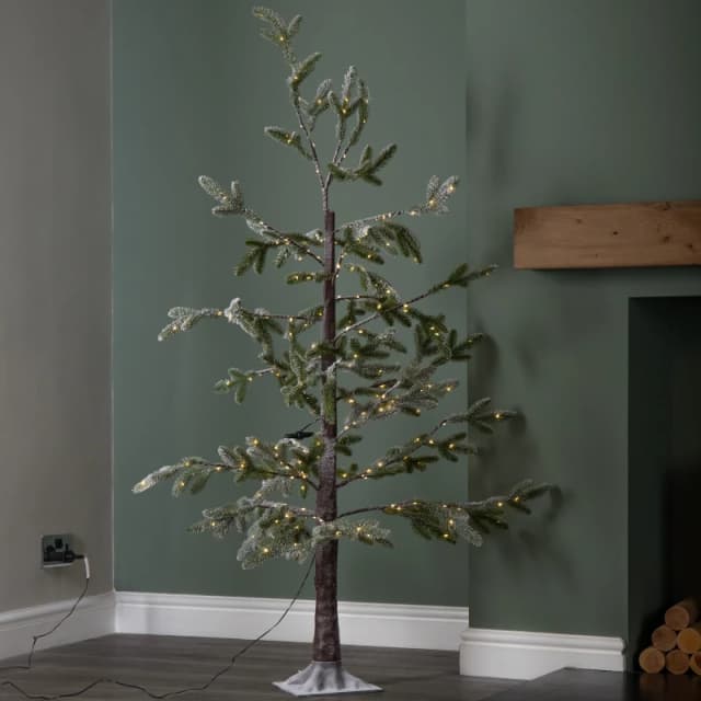 5ft (1.5m) Light up Green Snowy Noel Christmas Tree with Stand and Warm White LEDs