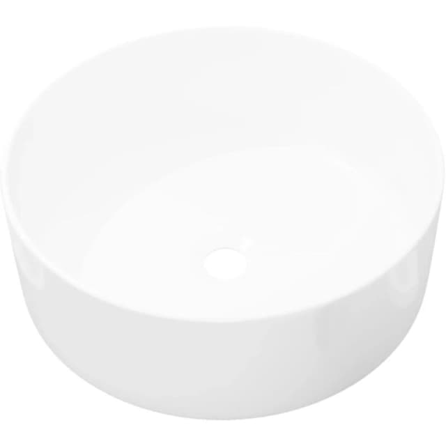 vidaXL Basin Round Ceramic White 40x15cm Bathroom Cloakroom Countertop Sink