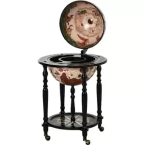 Globe Retro Style Mini Bar Drink Cabinet Movable Wine Beverage Trolley - Homcom