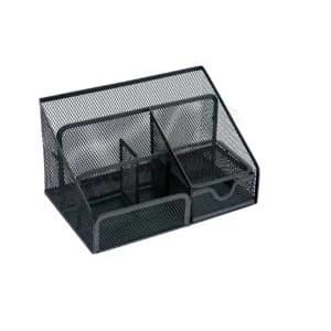 5 Star Office Desk Organiser Mesh Scratch Resistant with Non Marking Rubber Pads Black