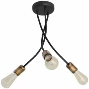 Helam Harvard Multi Arm Semi Flush Ceiling Light Black, Patina 36cm
