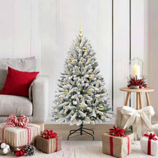 vidaXL Artificial Christmas Tree with Gold Balls Green and White 120cm PVC and Metal, Green 3395734