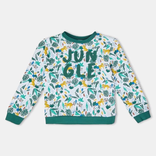 Carrement Beau Unisex Kids Crew Sweatshirt White Green unisex 6Y