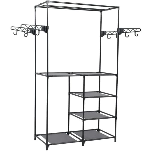 VIDAXL Clothes Rack Steel and Non-woven Fabric 87x44x158cm Black Vidaxl 245744