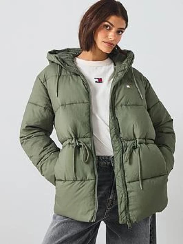 Tommy Jeans Hooded Padded Jacket Khaki Women XS;L;S