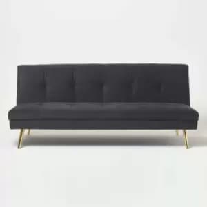 Laurie Velvet Click Clack Sofa Bed, Black - Black - Homescapes