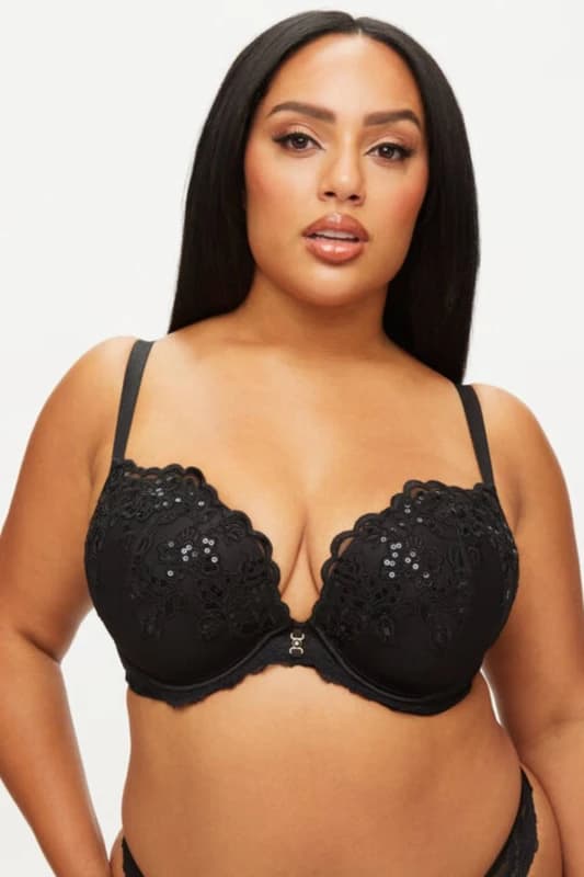 Ann Summers Womens The Icon Fuller Bust DD+ Padded Plunge Black Size: 38E Black Female 38E