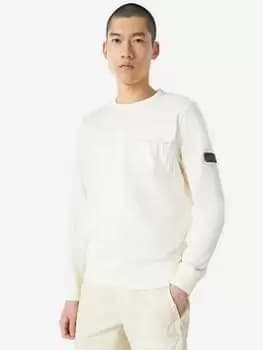Barbour International Banks Arm Badge Crew Neck Sweatshirt - White, Size 2XL, Men