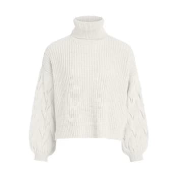 Vila Roll Neck Jumper - White