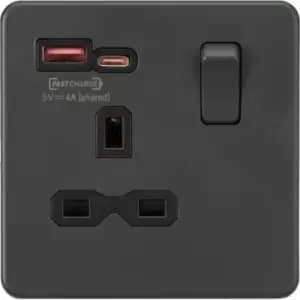 MLA Knightsbridge 13A 1G Switched Socket With Dual USB A+C Anthracite - SFR9919AT