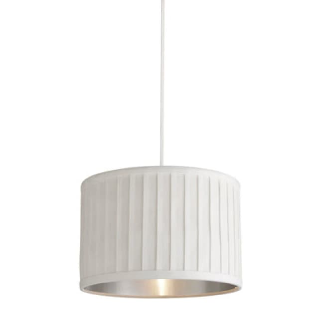 Lighting Collection Pleated Velvet Ivory Shade With Metallic Silver Inner (40Cm, Cream 700854