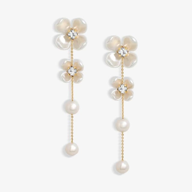 Jon Richard Gold Plated Floral Freshwater Pearl Earrings Earrings One Size Gold 87933010000