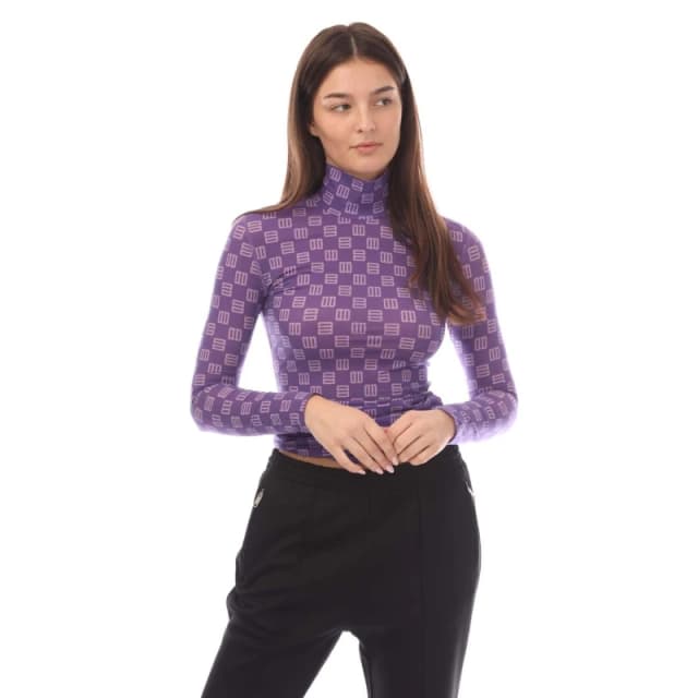 Ambush Monogram Fitted Turtleneck Top - Purple Purple 10