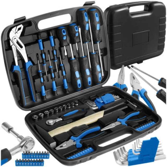 Tectake Tool Box Luigi - 57 Piece Tool Set, Clear Arrangement - Black