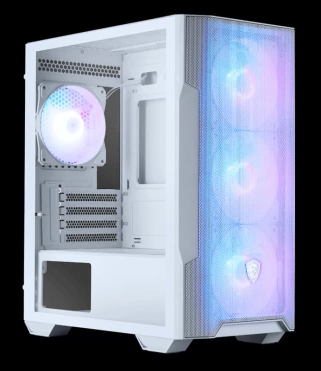 MSI MAG FORGE M100R ARGB Tempered Glass Windowed mATX Mid Tower PC Gaming Case - White