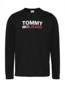 Tommy Jeans Tjm Long Sleeve Corp Logo T-Shirt - Black