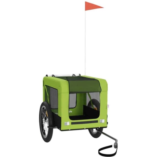 vidaXL Pet Bike Trailer Green and Black Oxford Fabric and Iron, Green 93920