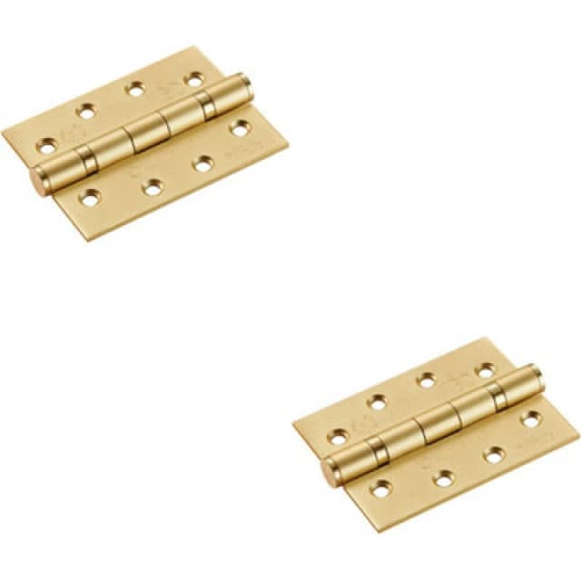Loops 2x PAIR 102 x 76 x 3mm 13 Ball Bearing Hinge Satin Brass Interior Door Metallics