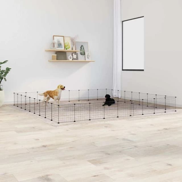 VIDAXL 36-Panel Pet Cage with Door Black 35x35cm Steel Vidaxl 8720287190547