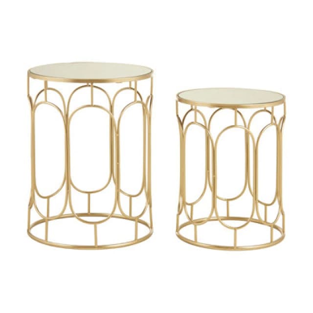 Premier Housewares Avantis Set Of 2 Champagne Metal Side Tables Gold