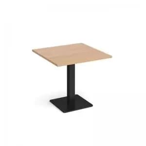 Brescia square dining table with flat square Black base 800mm - beech