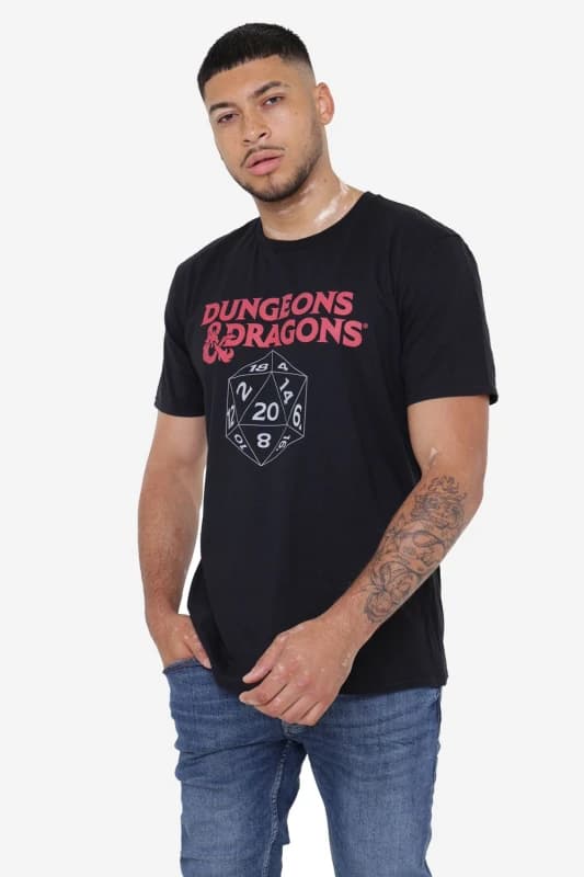 Dungeons & Dragons Men Dungeons & Dragons D20 Mens Mens T-Shirt Black Size: Small Black S Male 5052777736144